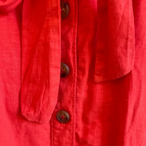 Anthropologie‎ Maeve Red-Orange Faithfull A-line Midi Tie-Waist Skirt 4 - Picture 5 of 12